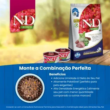 Racao N-D Quinoa Caes Adultos Digestion Cordeiro monte a combinacao perfeita 8